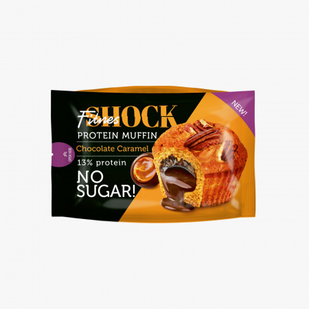 Маффин с начинкой "Шоколадная карамель" protein 13% ТМ «FitnesSHOCK» 50гр/12