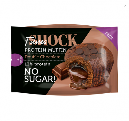 Маффин с начинкой "Двойной шоколад" protein 13% ТМ «FitnesSHOCK» 50гр/12